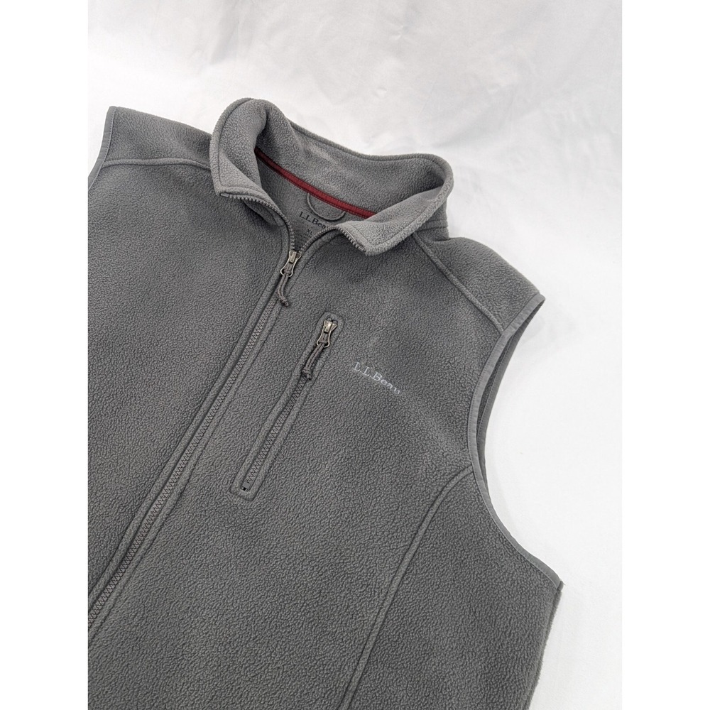 LL Bean Men Sz XL Thick Gray  Fleece Vest‎ Full Zip Outdoors Zip Pocket EUC